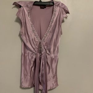 Lilac rhinestone silk shirt